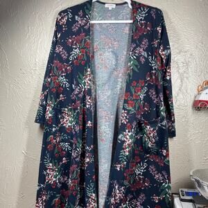 LULAROE SARAH CARDIGAN DUSTER Floral‎ Print blue size medium